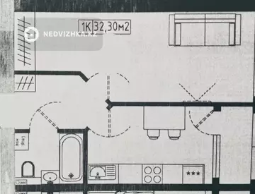 1-комнатная квартира, этаж 9 из 10, 32 м²