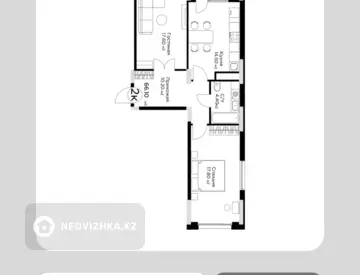 2-комнатная квартира, этаж 3 из 18, 66 м²