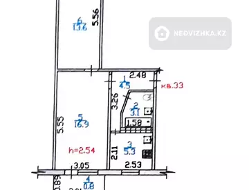 1-комнатная квартира, этаж 5 из 5, 44 м²