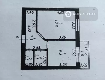 1-комнатная квартира, этаж 2 из 9, 38 м²