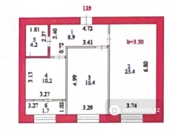 2-комнатная квартира, этаж 3 из 6, 67 м²