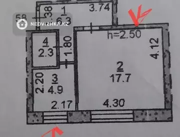 1-комнатная квартира, этаж 5 из 5, 31 м²