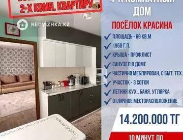 4-комнатная часть дома, 3 соток, 69 м²