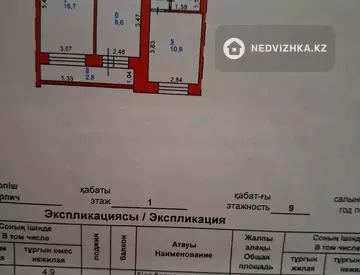2-комнатная квартира, этаж 1 из 9, 51 м²