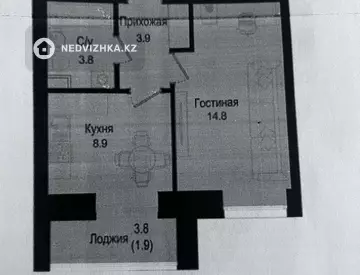 1-комнатная квартира, этаж 3 из 9, 33 м²