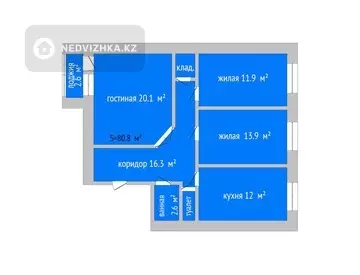 3-комнатная квартира, этаж 3 из 5, 81 м²