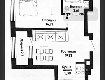 2-комнатная квартира, этаж 6 из 12, 47 м²