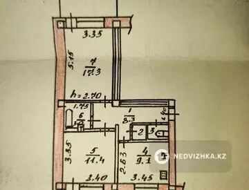 2-комнатная квартира, этаж 2 из 3, 53 м²