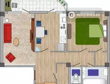 2-комнатная квартира, этаж 5 из 10, 65 м²