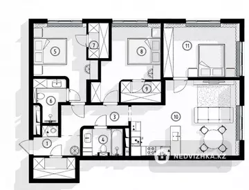 4-комнатная квартира, этаж 5 из 7, 110 м²