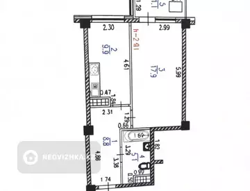 1-комнатная квартира, этаж 6 из 10, 43 м²