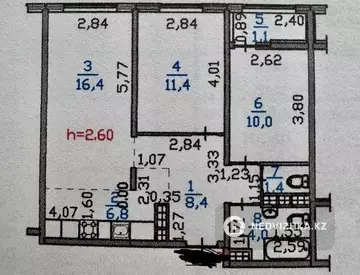 3-комнатная квартира, этаж 7 из 9, 59 м²