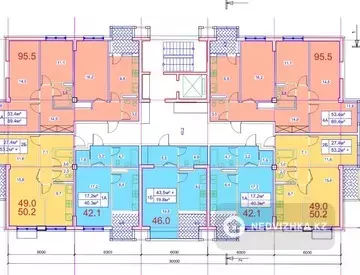 1-комнатная квартира, этаж 2 из 7, 42 м²
