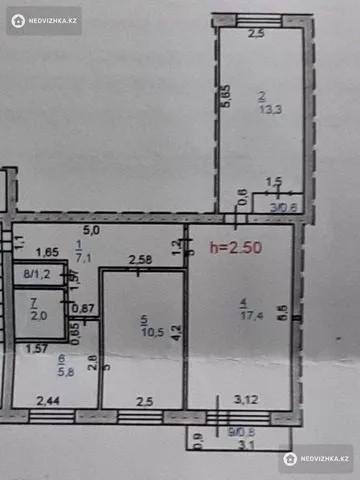 58.7 м², 3-комнатная квартира, этаж 3 из 5, 59 м², изображение - 0